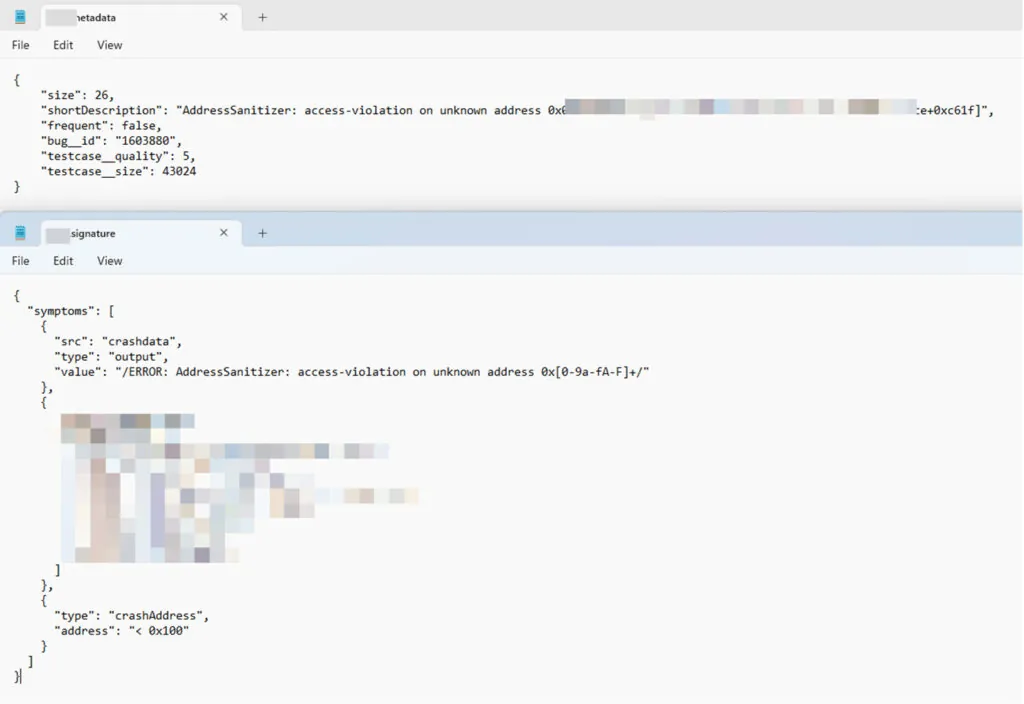 An example of a fuzzing result of Firefox project