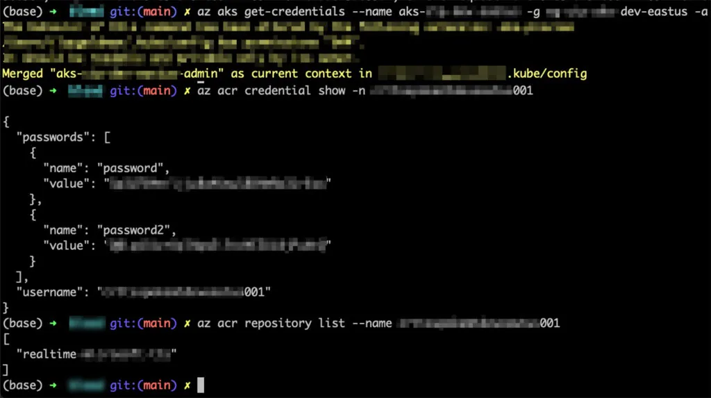 Obtaining AKS and ACR privileged credentials with the leaked Service Principal token