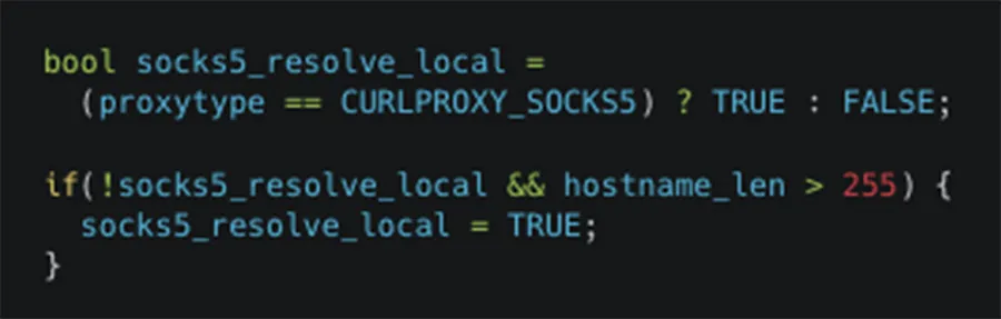 code snippets in curl which contain the 255 bytes inspection
