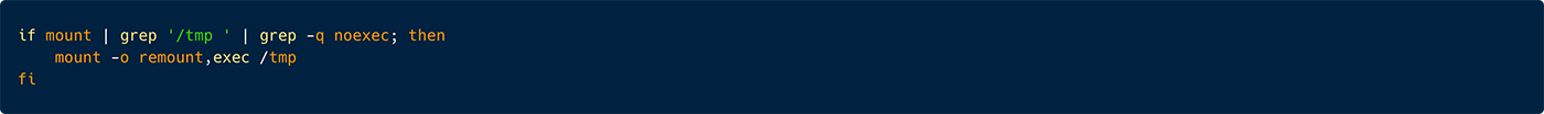 A snippet from the ‘rconf’ script, illustrating further inspection of the ‘/tmp’ directory